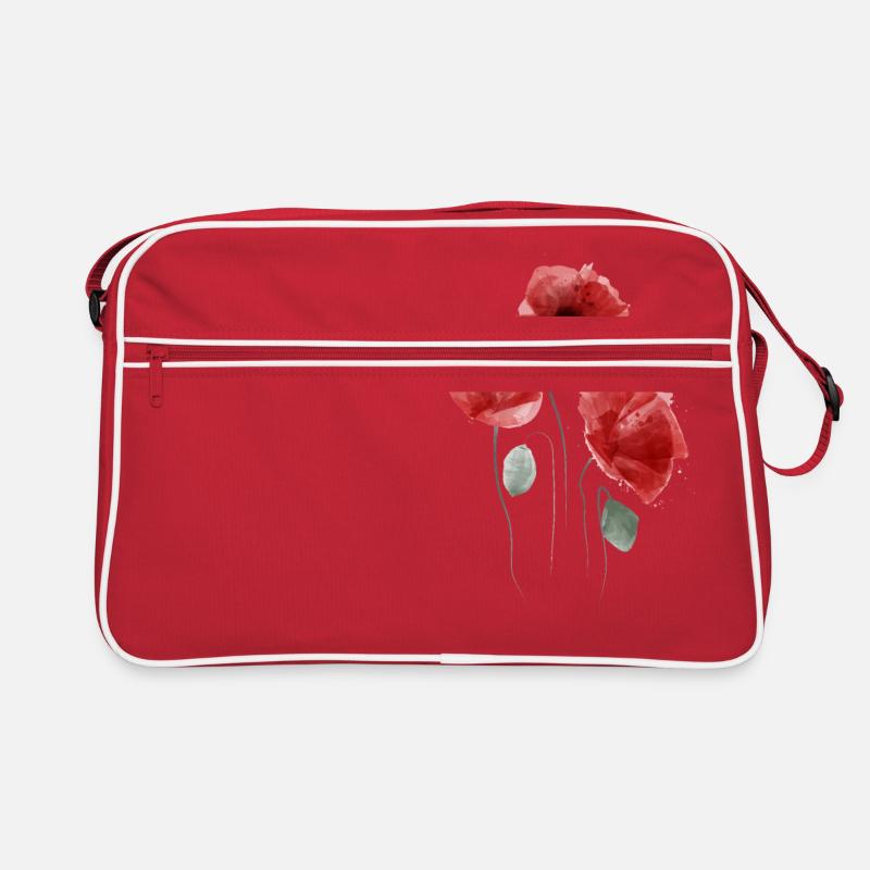 Mohn Aquarell - Retro Tasche - Rot/Weiß
