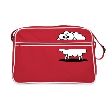 Witziges Schaf - Retro Tasche - Rot/Weiß - Vorne