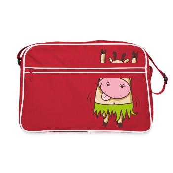 Dancing hula hula cow - Retro Bag - red/white - Front