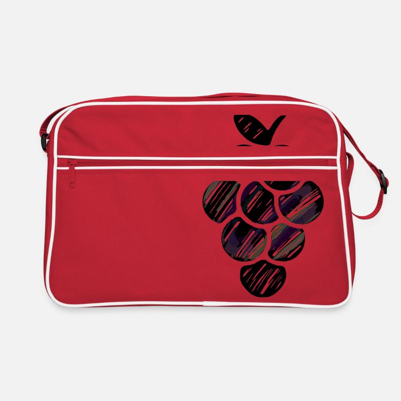 illustrierte Trauben - Retro Tasche - Rot/Weiß