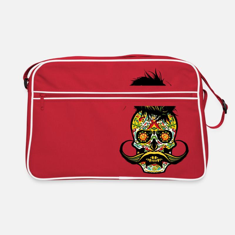 mexikanischer hipster tod kopf schnurrbart mexiko m Retro Tasche