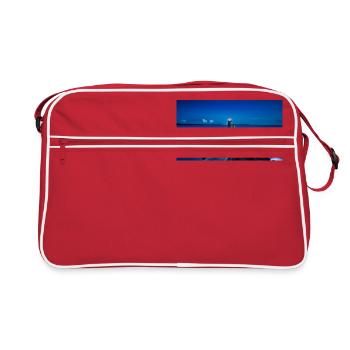 Küste mit Leuchtturm - Retro Tasche - Rot/Weiß - Vorne