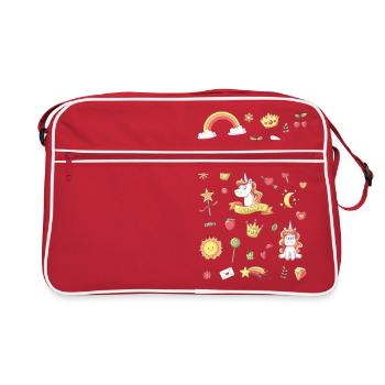 Einhorn Set Hochformat - Retro Tasche - Rot/Weiß - Vorne
