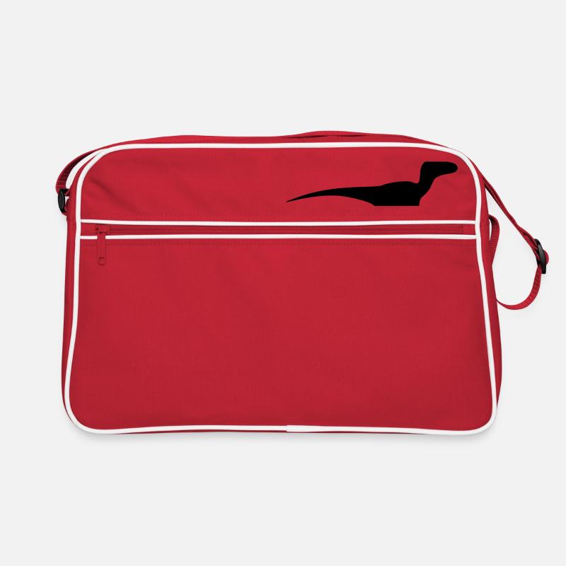 Dinosaurier Velociraptor - Retro Tasche - Rot/Weiß
