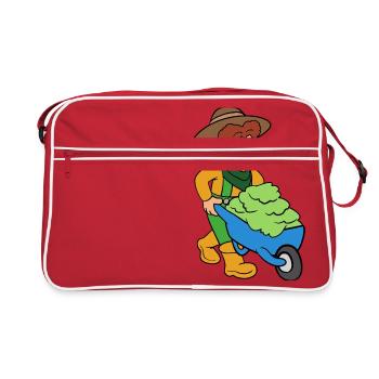 Gardener with wheelbarrow - Retro Bag - red/white - Front