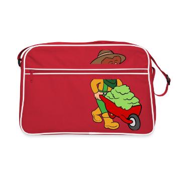 Gardener with wheelbarrow - Retro Bag - red/white - Front