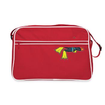 Funny Diving Scuba Diving Cat Diver - Retro Bag - red/white - Front