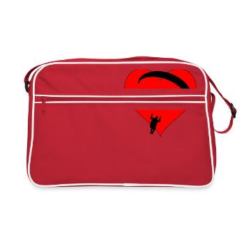 Gleitschirm mit Herz - Retro Tasche - Rot/Weiß - Vorne