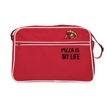 Pizza is my Life - Retro Tasche - Rot/Weiß - Vorne