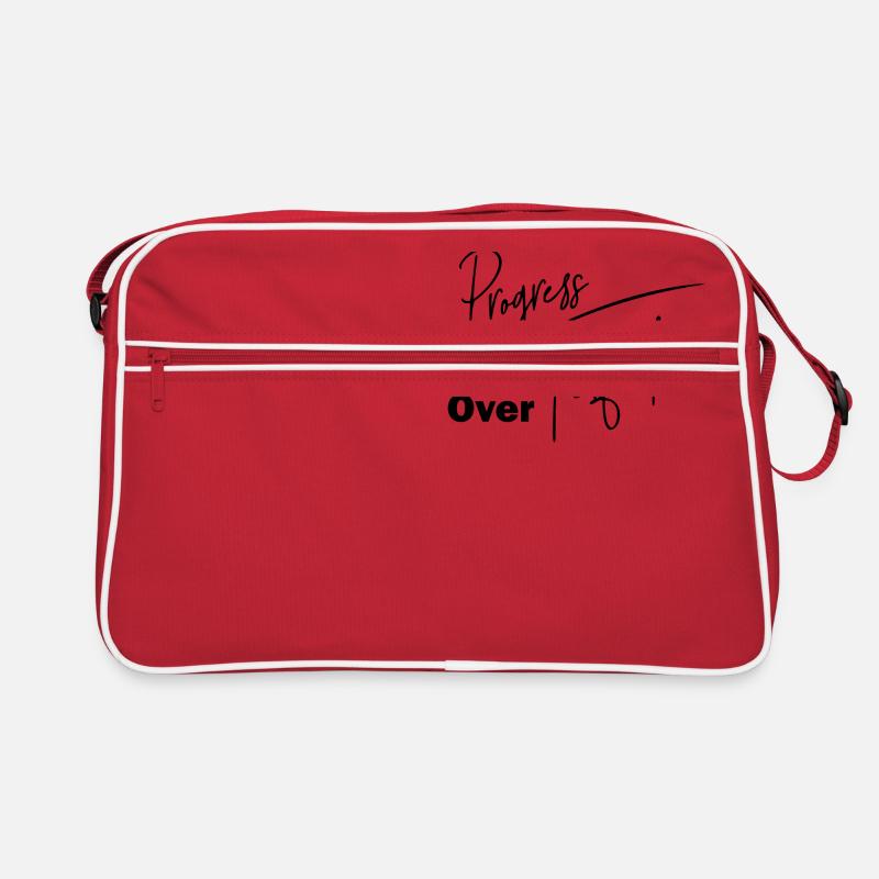 DZ00012 le progrès plutôt que la perfection - Sac Retro - rouge/blanc