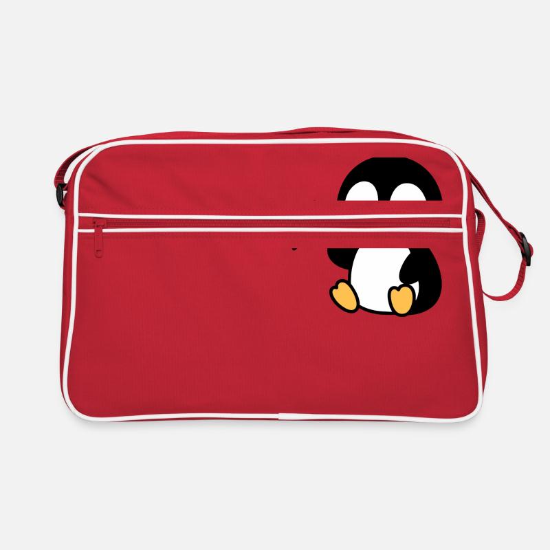 Pinguin mit Regenbogenfahne - Retro Tasche - Rot/Weiß