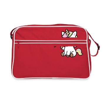 Little unicorn with rainbow flag - Retro Bag - red/white - Front