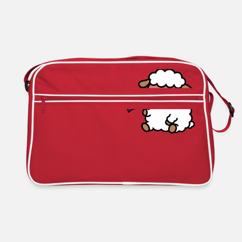 Kleines Pride-Schaf mit Regenbogenfahne Retro Tasche