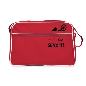 Send It Trick Dirtbike Geschenk - Retro Tasche - Rot/Weiß - Vorne