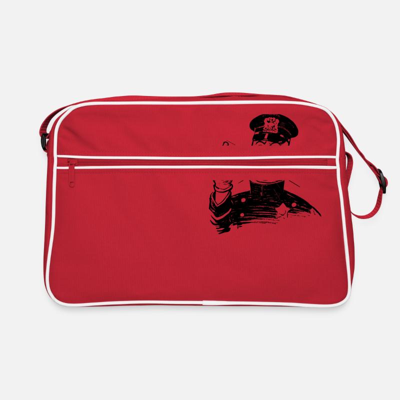 Polizist Polizei Mittelfinger Comic - Retro Tasche - Rot/Weiß