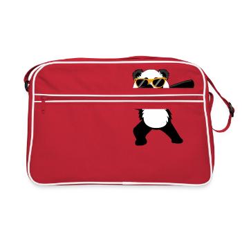 Panda Bear Dabbing Dab Dance Gift - Retro Bag - red/white - Front