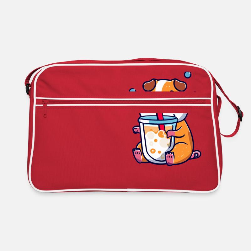 Bubbletea Hamster Geschenk - Retro Tasche - Rot/Weiß