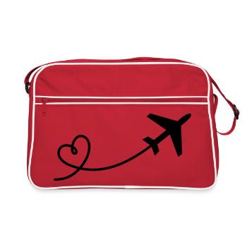 Flyer avion avec coeur en noir - Sac Retro - rouge/blanc - Devant