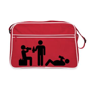 boozy alcohol vodka beer drunk drinking - Sac Retro - rouge/blanc - Devant