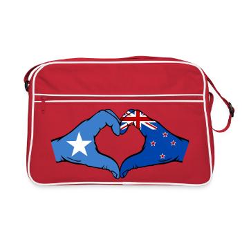 Drapeau de la Nouvelle-Zélande Mains Forme de cœur - Sac Retro - rouge/blanc - Devant
