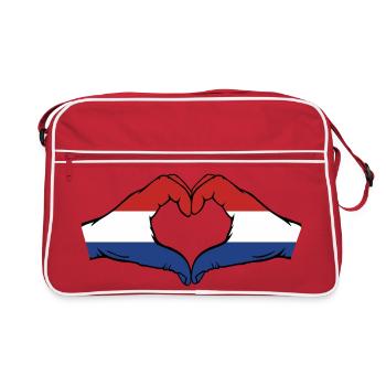 Holland Flag Hands Heart Shape - Retro Bag - red/white - Front