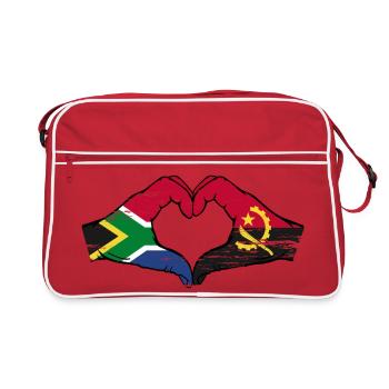Afrique du Sud Angola drapeau mains forme de coeur utilisé - Sac Retro - rouge/blanc - Devant