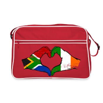 Afrique du Sud Drapeau Irlande mains forme de cœur utilisé - Sac Retro - rouge/blanc - Devant