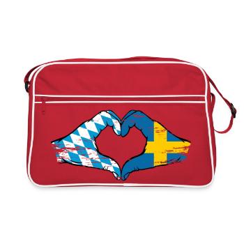 Bavière, Suède, Drapeau, Mains, Forme de coeur Utilisé - Sac Retro - rouge/blanc - Devant