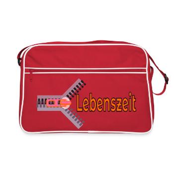 LEBENSZEIT ZEIT LEBEN - Retro Tasche - Rot/Weiß - Vorne