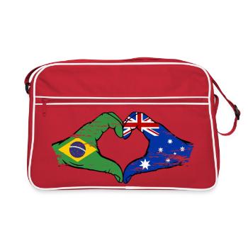 Brésil Australie Mains Forme de Coeur Utilisé - Sac Retro - rouge/blanc - Devant