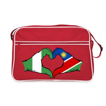 Nigeria Namibia Flag Hands Heart Shape - Retro Bag - red/white - Front