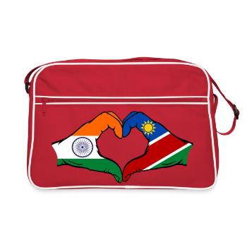 Drapeau de l'Inde et de la Namibie en forme de cœur - Sac Retro - rouge/blanc - Devant