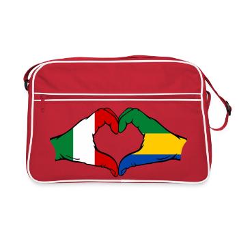 Italy Gabon Flag Hands Heart Shape - Retro Bag - red/white - Front