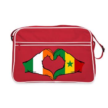 Drapeau de l'Irlande et du Sénégal en forme de cœur - Sac Retro - rouge/blanc - Devant
