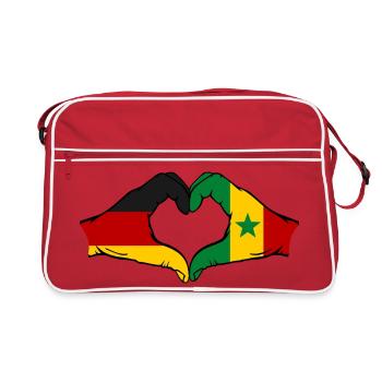 Drapeau de l'Allemagne et du Sénégal en forme de cœur - Sac Retro - rouge/blanc - Devant
