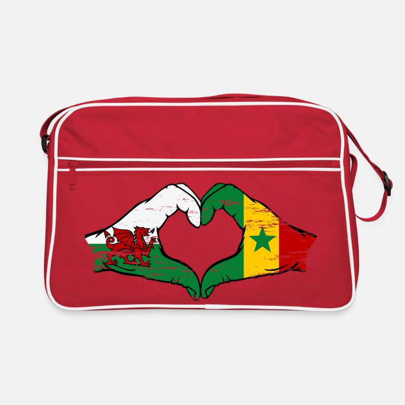 Pays de Galles Drapeau du Sénégal mains forme de coeur utilisé Sac Retro