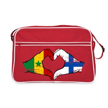Senegal Finnland Flagge Hände Herzform - Retro Tasche - Rot/Weiß - Vorne