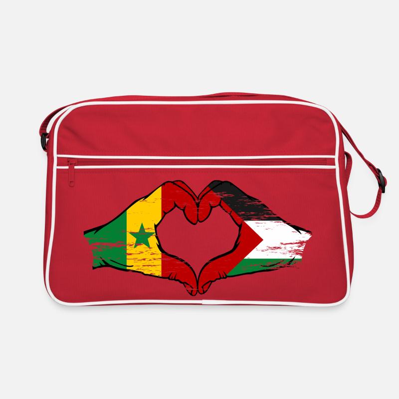 Senegal Palestine Flag Hands Heart Shape Used Retro Bag