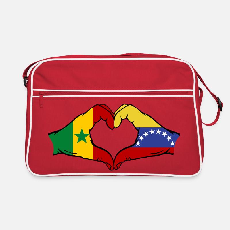 Sénégal Venezuela drapeau mains forme de coeur utilisé Sac Retro