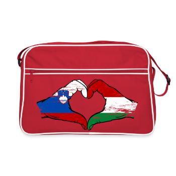 Slovenia Hungary flag hands heart shape used - Retro Bag - red/white - Front