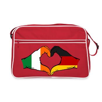 Drapeau de l’Irlande, de l’Allemagne, mains, forme de cœur, utilisé - Sac Retro - rouge/blanc - Devant