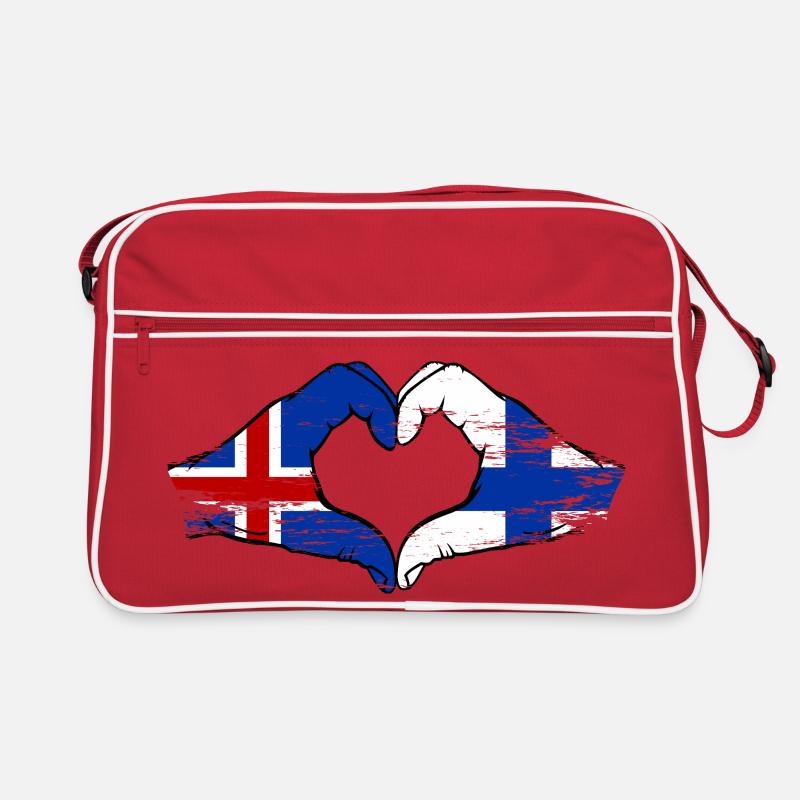 Islande Drapeau Finlande Mains Forme de cœur Sac Retro