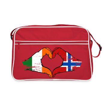 Mains du drapeau de l’Irlande et de la Norvège en forme de cœur utilisées - Sac Retro - rouge/blanc - Devant