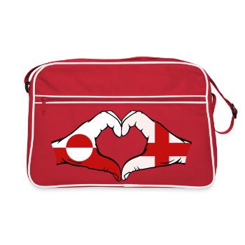 Drapeau du Groenland Angleterre Mains Forme de cœur - Sac Retro - rouge/blanc - Devant