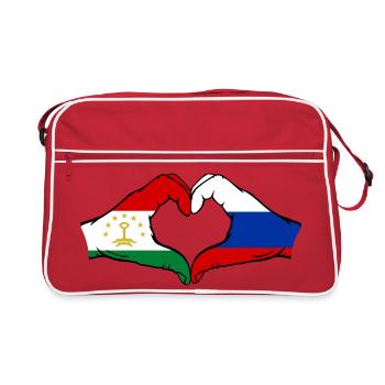 Tajikistan Russia Flag Hands Heart Shape - Retro Bag - red/white - Front