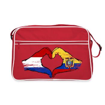 Cœur du drapeau de Hollande-Équateur utilisé - Sac Retro - rouge/blanc - Devant