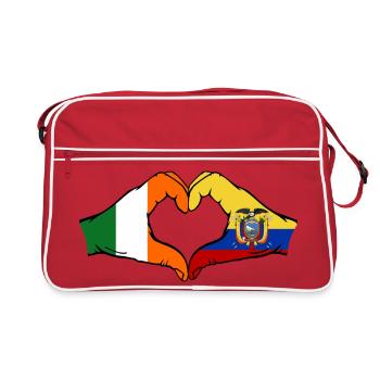 Ireland Ecuador Flag Heart - Retro Bag - red/white - Front