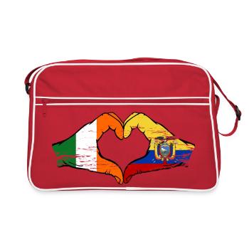 Cœur du drapeau de l’Irlande et de l’Équateur utilisé - Sac Retro - rouge/blanc - Devant
