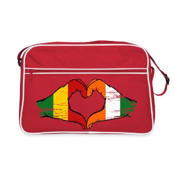 Mali Côte d’Ivoire Drapeau Mains Cœur - Sac Retro - rouge/blanc - Devant