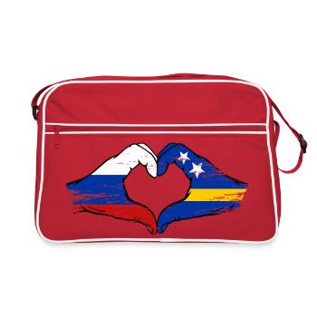 Mains du drapeau de la Russie de Curaçao en forme de cœur utilisées - Sac Retro - rouge/blanc - Devant